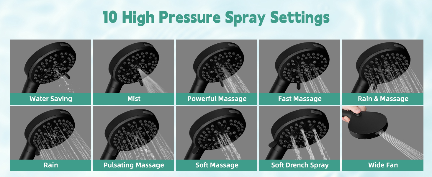 10 spray seting showerhead