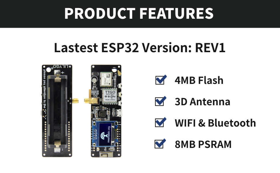 ERP32 Wireless WiFi Module Development Board, Compatible for TTGO ...
