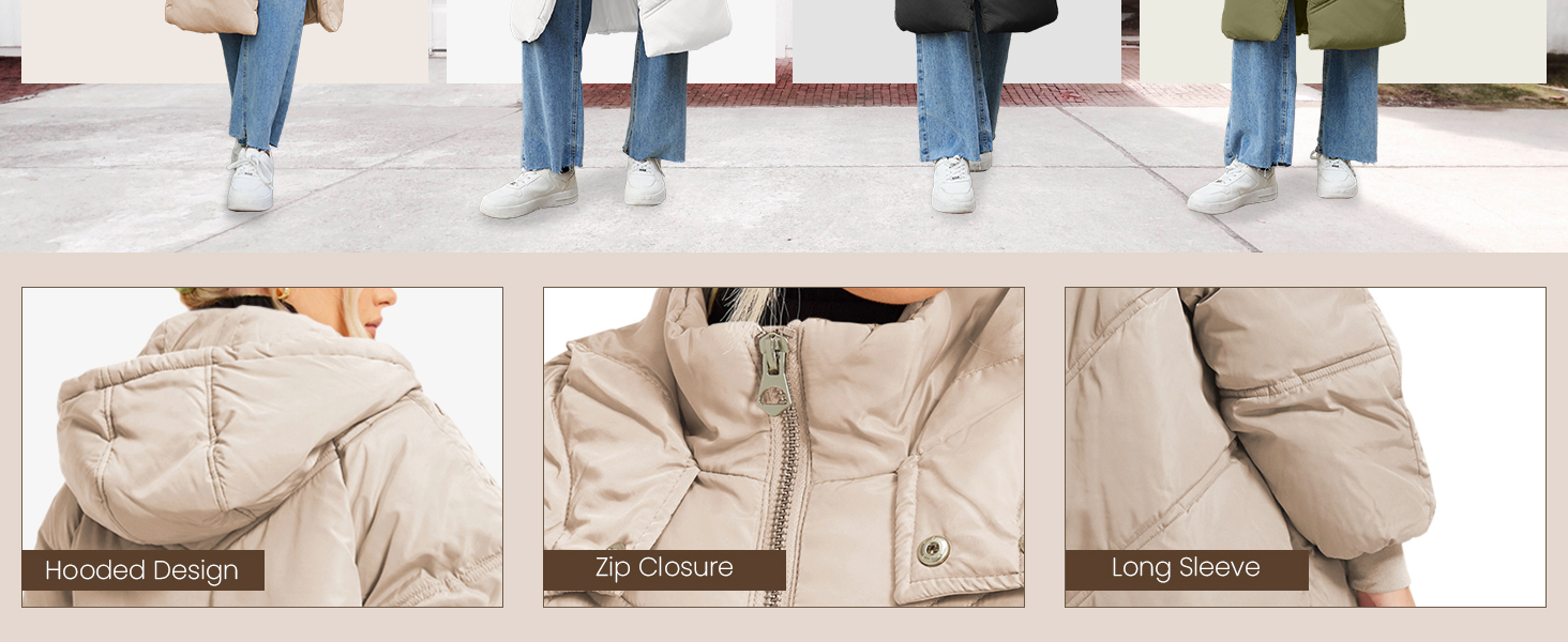 Fazortev Women's Long Down Winter Coat Maxi Puffer Hooded Over Knee Outwear with Pocket