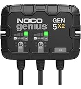 NOCO Genius GEN5X2, 2-Bank, 10A (5A/Bank) Smart Marine Battery Charger, 12V Waterproof Onboard Bo...