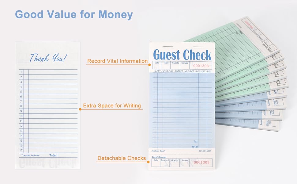 ACdream Guest Check Books for Servers (Pack of 5), Server