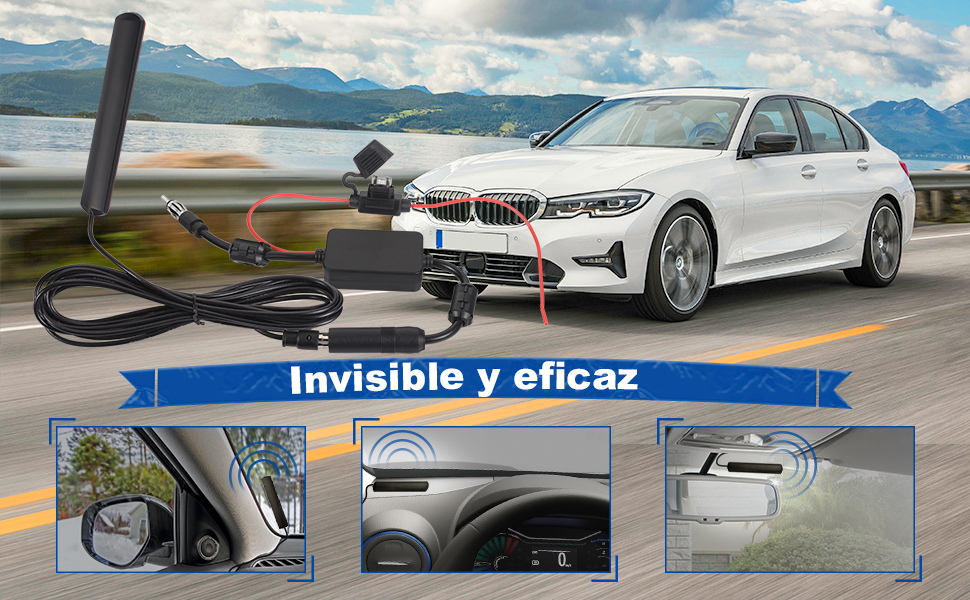 Bingfu Antena Radio Coche FM AM Antena Estéreo para Automóvil con Amplificador de Señal