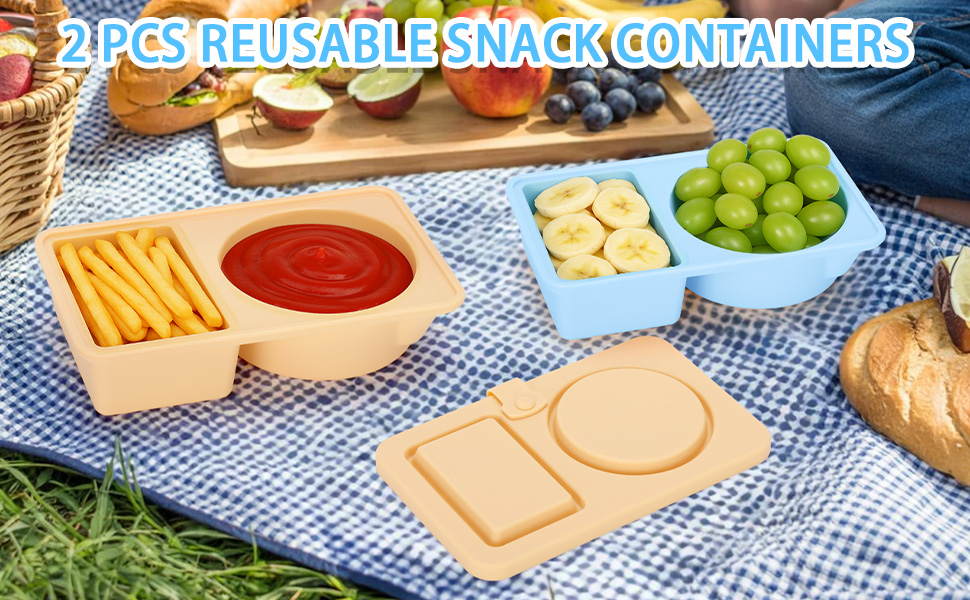 2 PCS Silicone Snack Containers with Lids