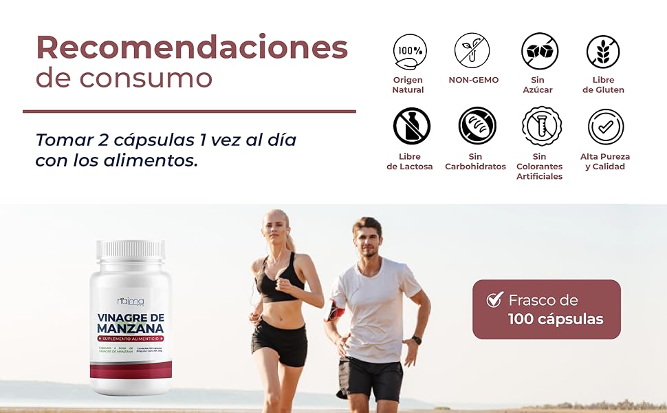 NAIMA,Vinagre de Mazana,Suplemento Alimenticio,Cápsulas,Natural,Vitaminas,Minerales,Bienestar,Salud