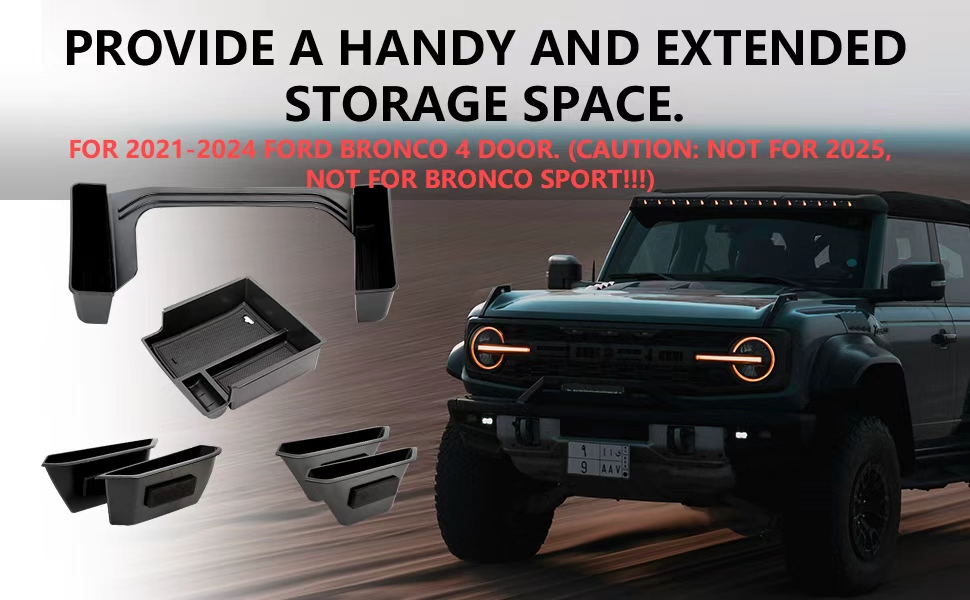 4 PCS Interior Storage Accessories for Ford Bronco 2024 2025 2021 2022 2023