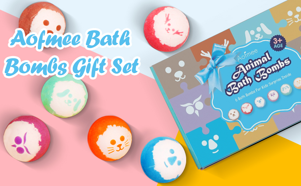 Bath Bombs, 6 Bath Bombs for Kids, Aofmee Kids Bath Bombs, Bath Bomb
