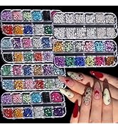 ROFIBUT 6 Boxes Colorful Crystal Rhinestones Nail Gems Multi Shape Flat Back Charms 2mm 3mm Assor...
