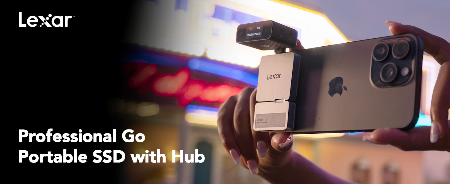 Lexar 1TB Professional Go Portable SSD w/Hub, Supports