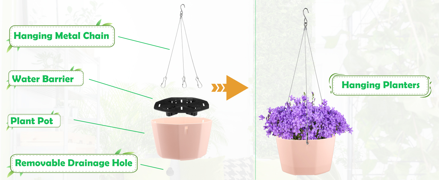 Augot Hanging Plant Pots, 6 Packs Macrame Plant Hanger with