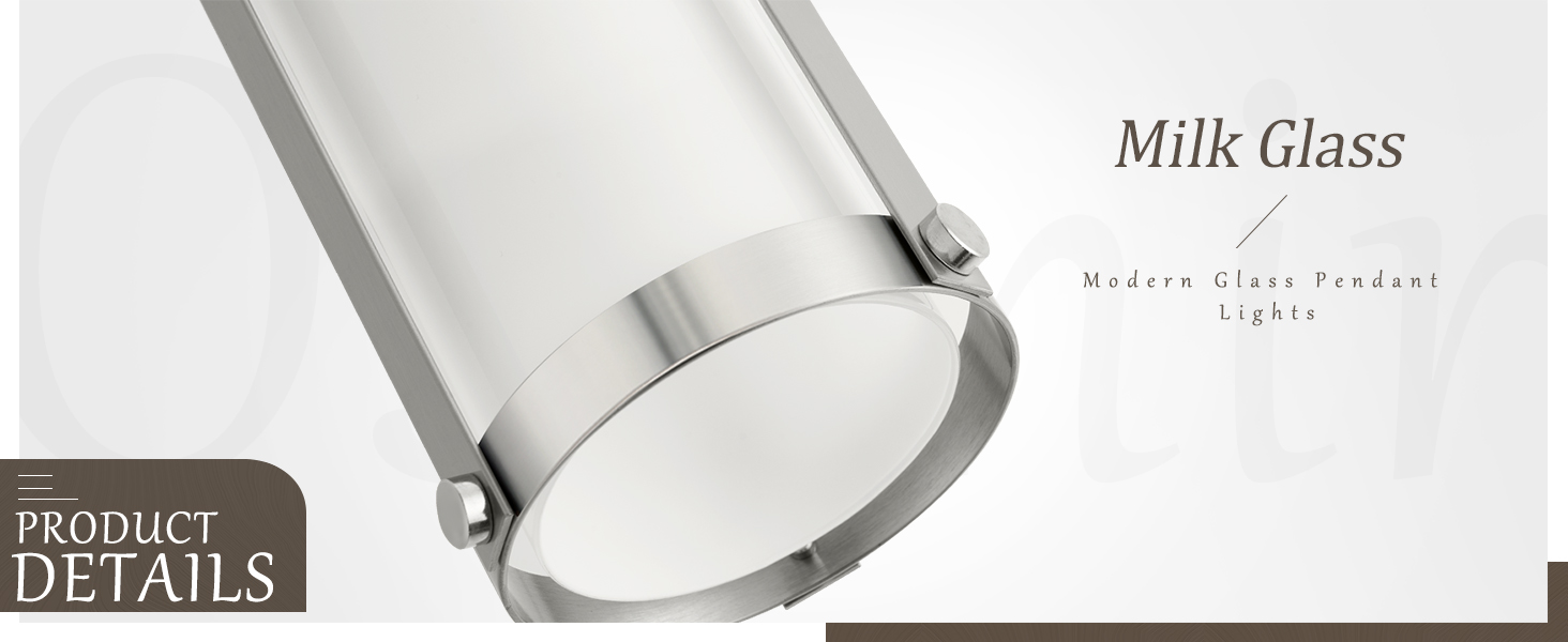 Osimir Brushed Nickel Pendant Lights Kitchen Island 3 Pack, Modern