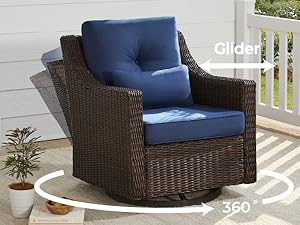 Amazon.com: CHITA Patio Wicker Chair, 360° Rocking Swivel