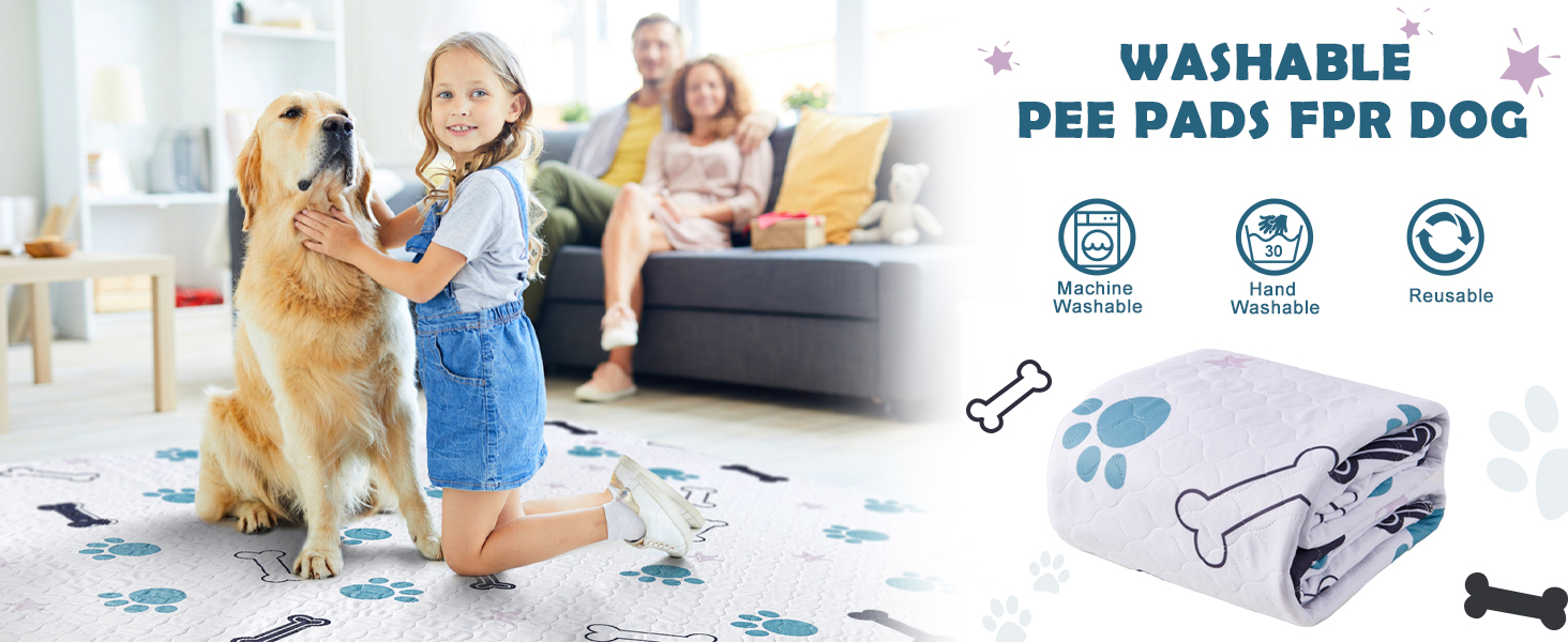 Washable Pee Pads for Dogs, 2 Pack Reusable Puppy Training