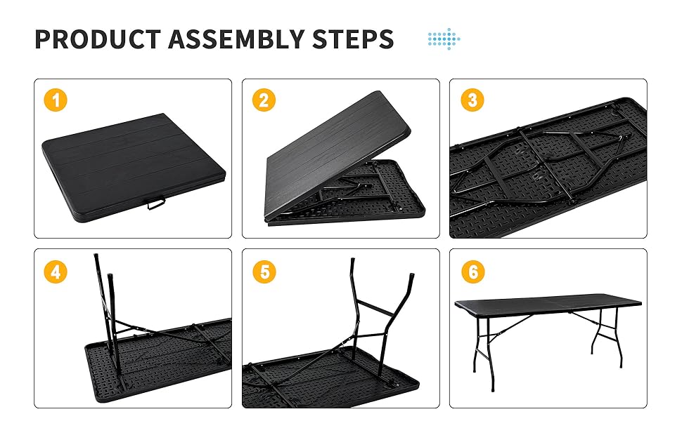 6 ft folding table assembly steps