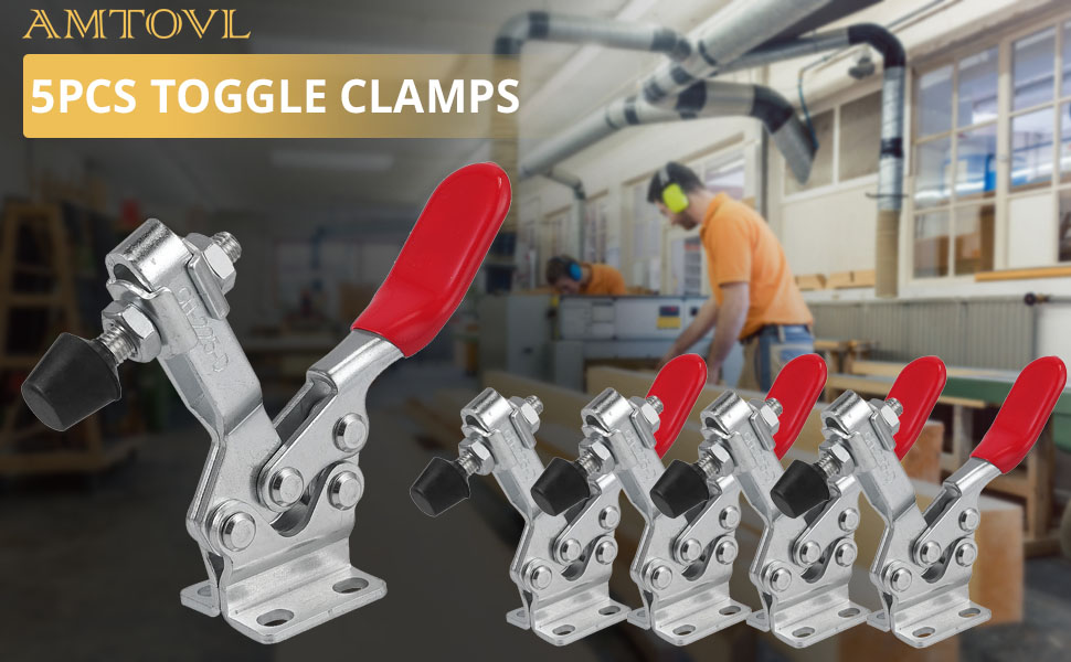 AMTOVL Hold Down Toggle Clamps Set, 5PCS Quick Release Toggle Clamp