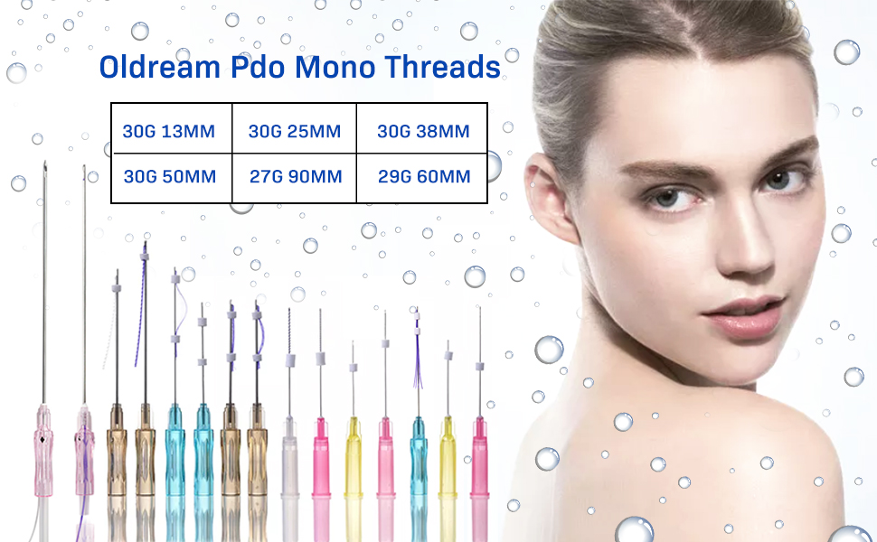 Oldream Pdo Mono Threads 29G60mm, Pdo Threads for Face Lift, Mono Smooth Threads