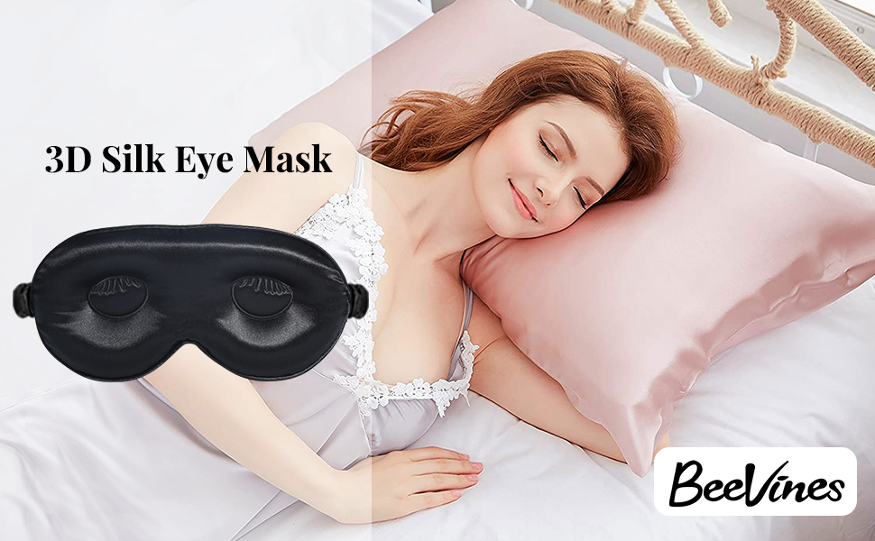 BeeVines 3D Sleep Mask, 100 Real Natural Silk Eye Masks, 22 Momme