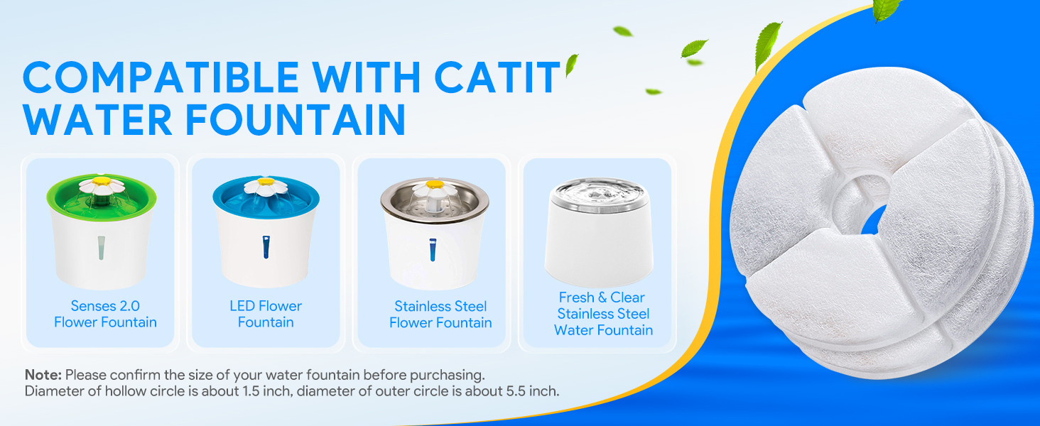 KEEPOW Cat Water Fountain Filter for Flower Fountain, 8