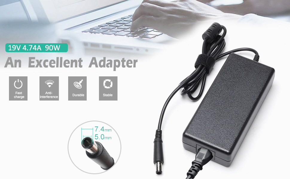 19V 4.74A 90W Laptop Charger for HP Pavilion AllinOne Desktop, HP Elitebook 8440P 8460P 8470P
