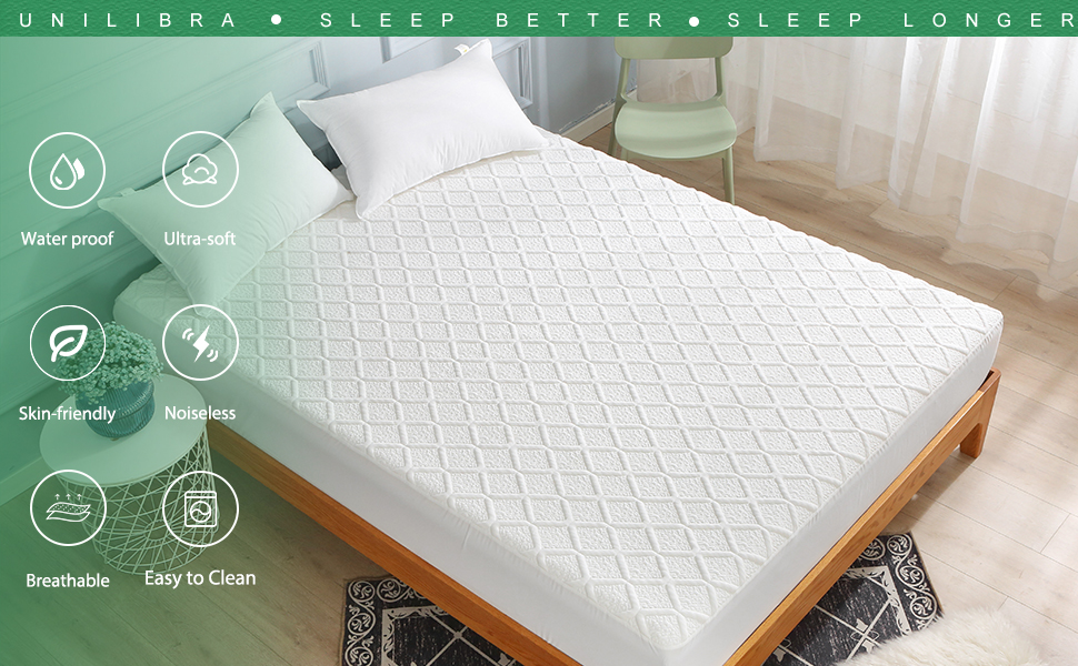 UNILIBRA Twin Size Waterproof Mattress Protector, Bamboo 3D