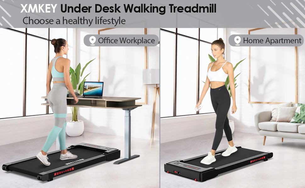 XMKEY Walking Pad, Under Desk Electric Treadmill for Home, Portable