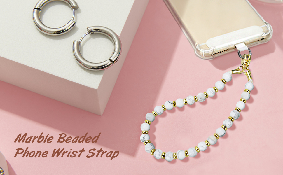 Marble Beaded Phone Wrist Strap