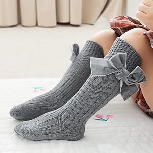 Baby Girls Knee High Socks Bow Knit Bowknot Socks