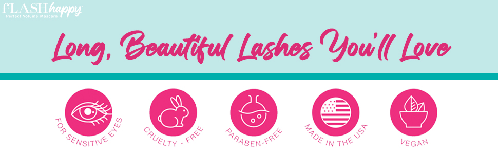 flash eyelash serum, flash cosmetics, long lashes, natural length, volume, definition 