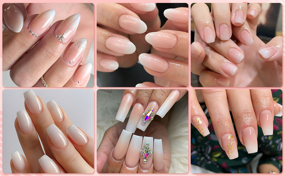 french tip press on nails short, short nails, press on short nails, nude nails, ombre nails