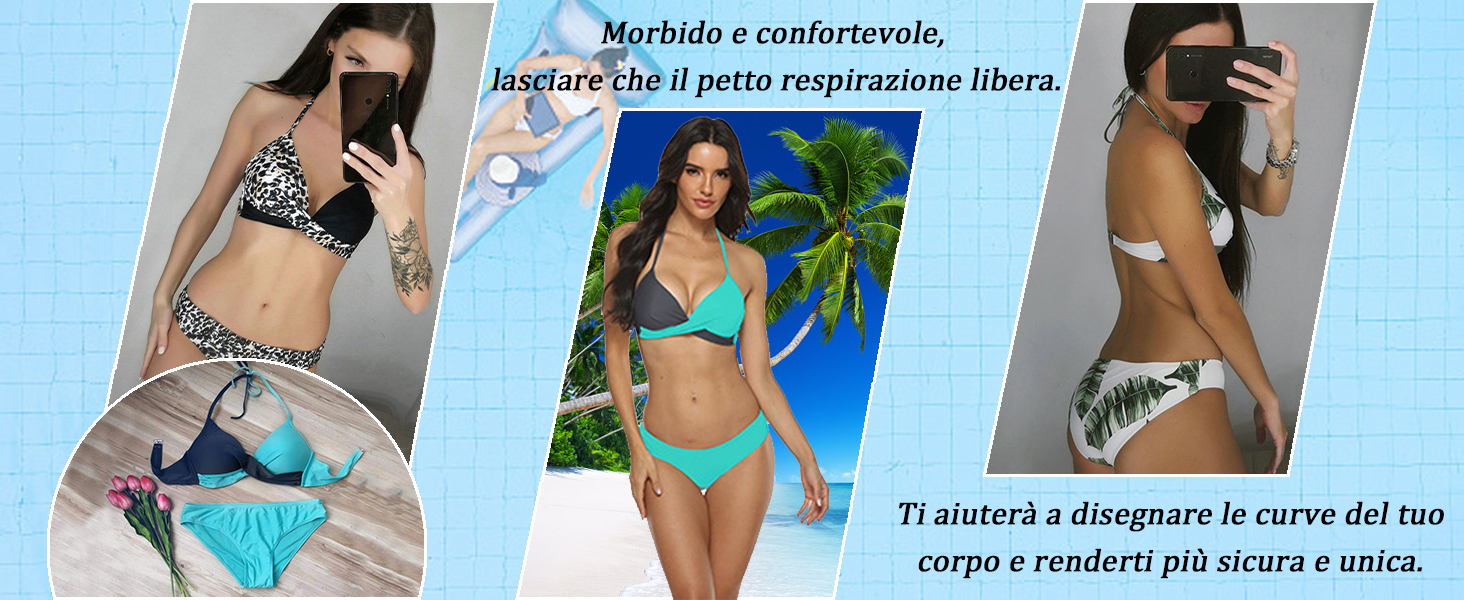 Donna Costume da Bagno Push Up Imbottito Reggiseno Bikini Due Pezzi Bikini Sexy Spiaggia