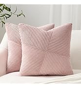 Topfinel Set of 2 Pink Decorative Yellow Throw Pillow Covers 18x18 Inch for Couch Sofa Bed, Farmh...