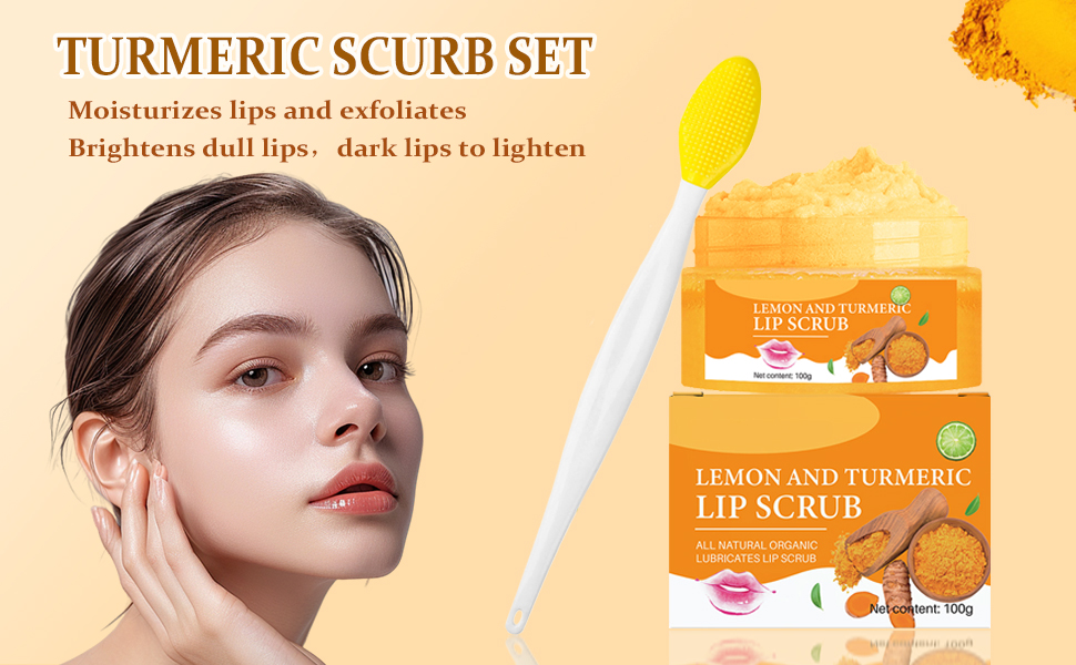 Turmeric Lemon Lip Scrub with Brush,