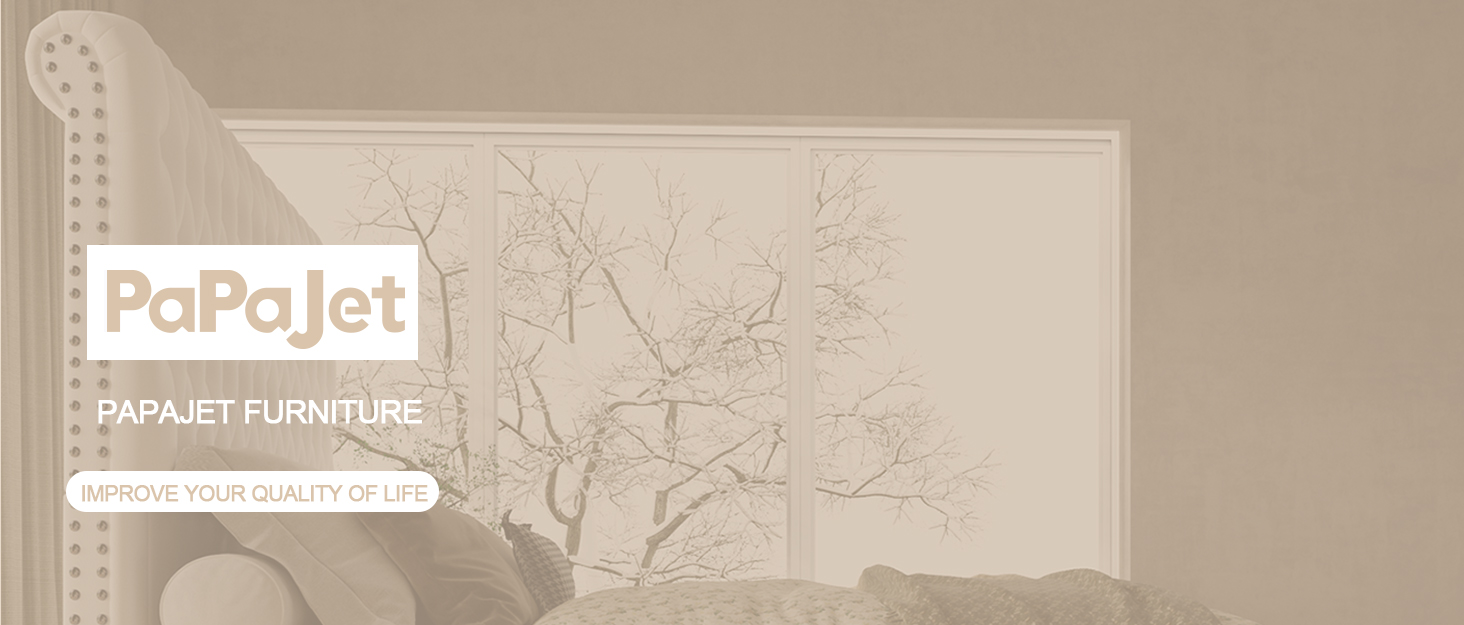 PaPaJet 52.8" High Upholstered Bed Frame King Size Platform Sleigh Bed with Deep