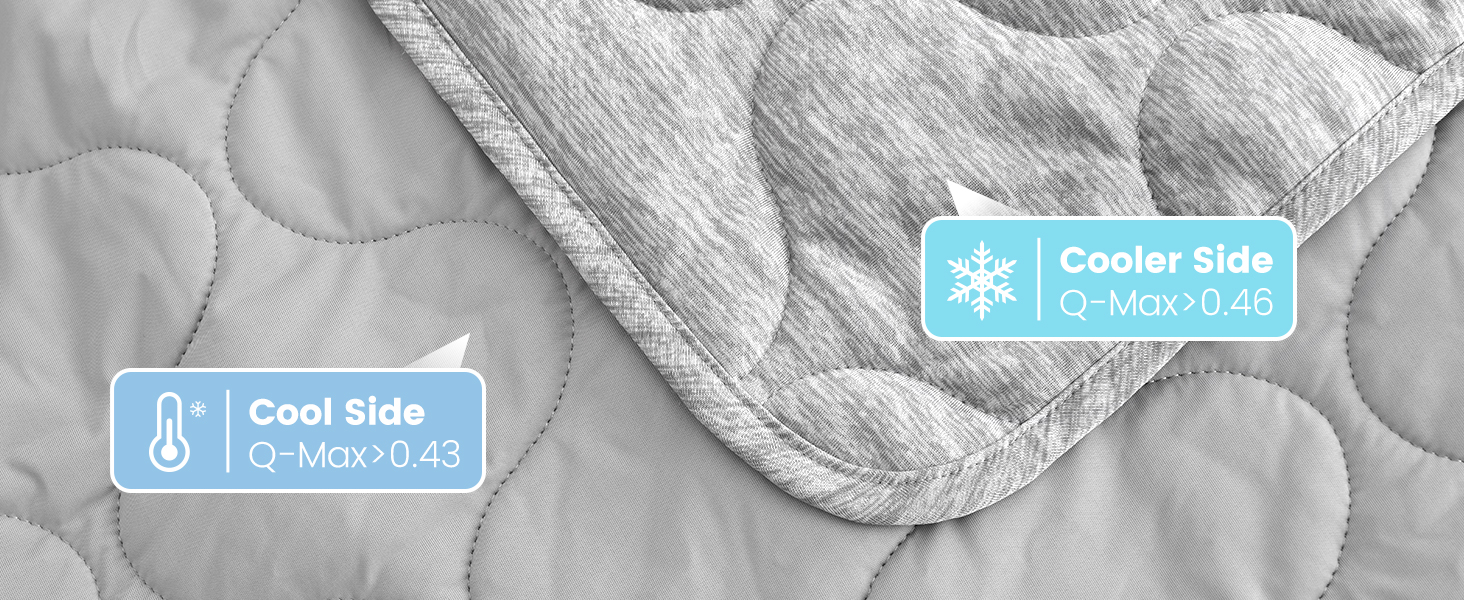 Cozy Bliss Cooling Dual-Sided Blanket for Hot Sleepers, Q-Max>0.46 Lightweight Soft Breathable All Seasons Double Side Cooling Throw for Night Sweats (Silver Grey, 60"x80")