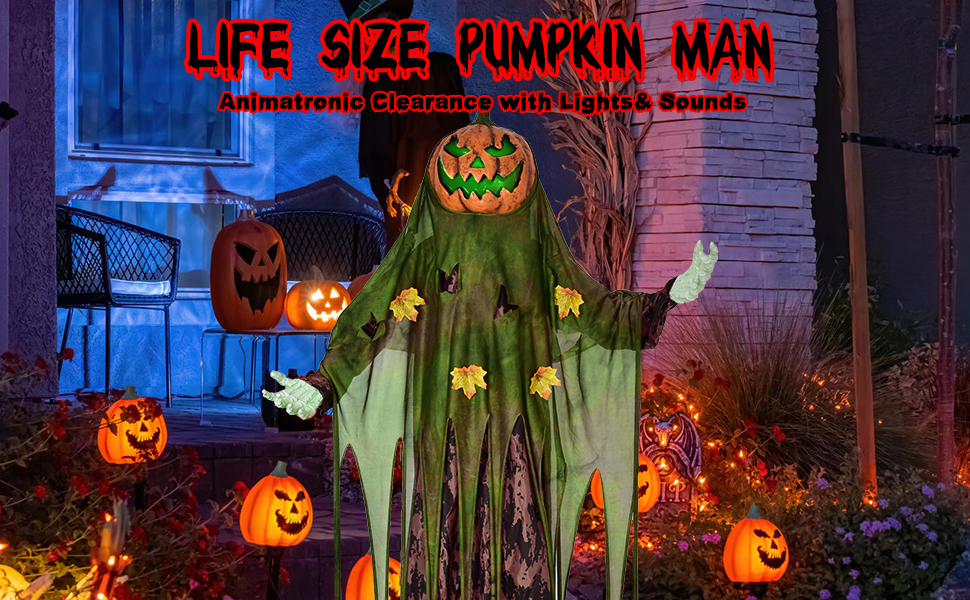 Presence 67" Halloween Standing Pumpkin Man with Lights