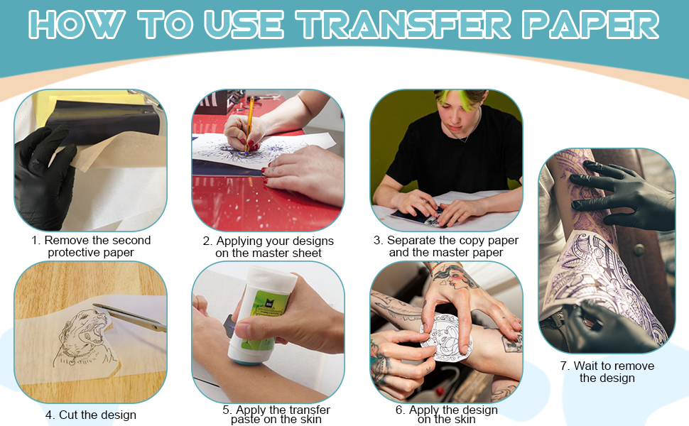 WZPB Tattoo Skin Practice with Transfer Paper 30Pcs Tattoo Fake Skin