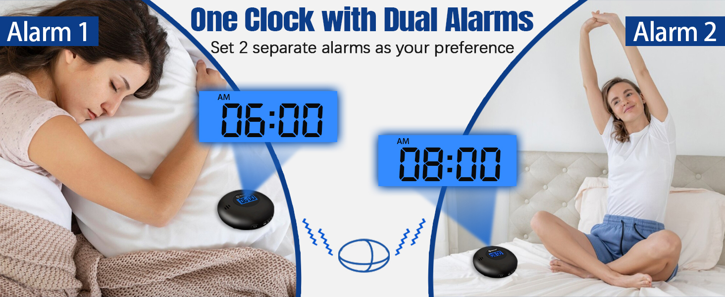 Geevon Vibrating Alarm Clock for Heavy Sleepers, Bed Shaker Under