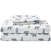 Eddie Bauer - Queen Sheets, Cotton Flannel Bedding Set, Brushed For Extra Softness, Cozy Home Dec...