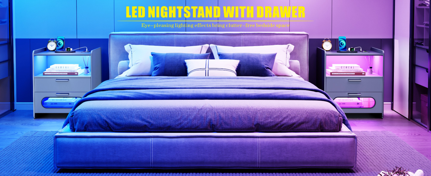 led night stand with charging station