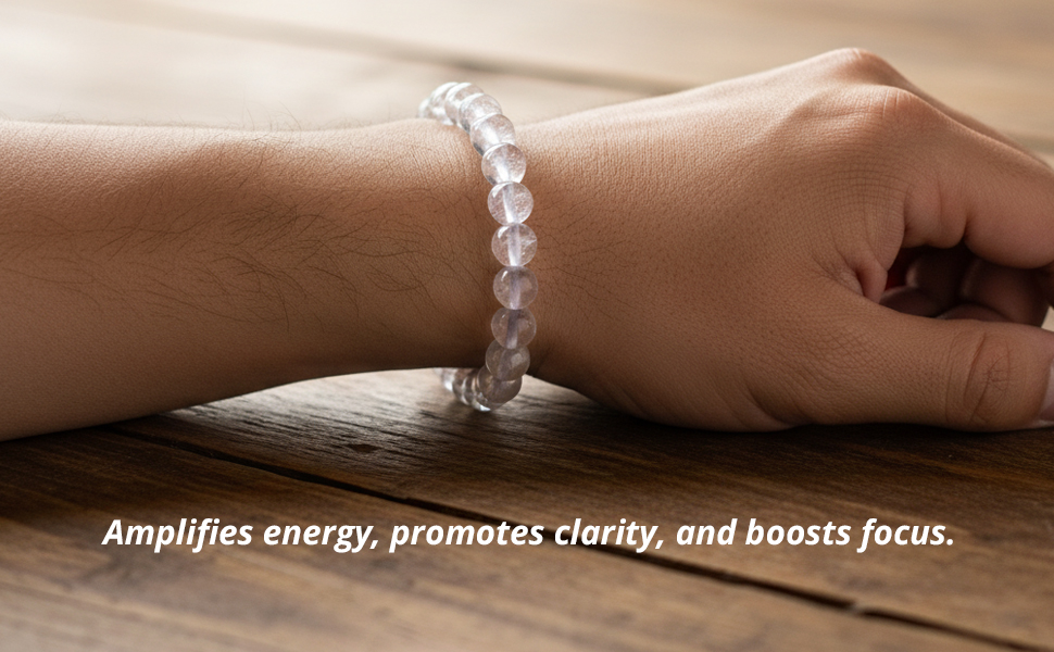 Clear Quartz Amethyst Rose Quartz Crystal Stone Bracelet 