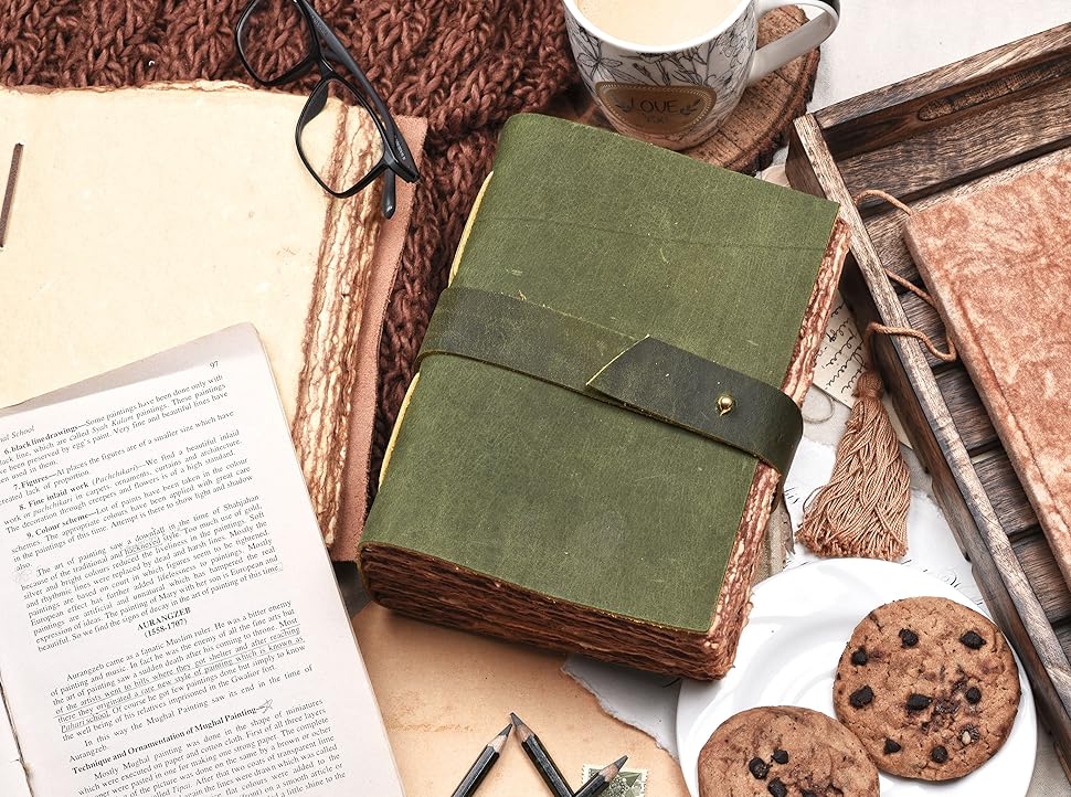 Amazon.com : Vintage Leather Bound Journal | Green 8