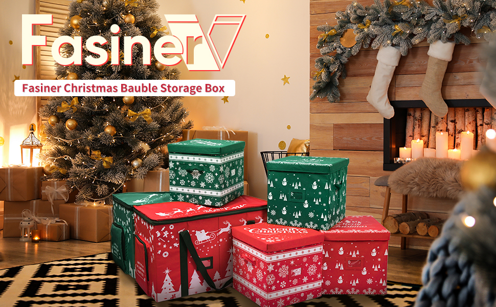 Fasiner Large Christmas Bauble Storage Box with Dividers 128