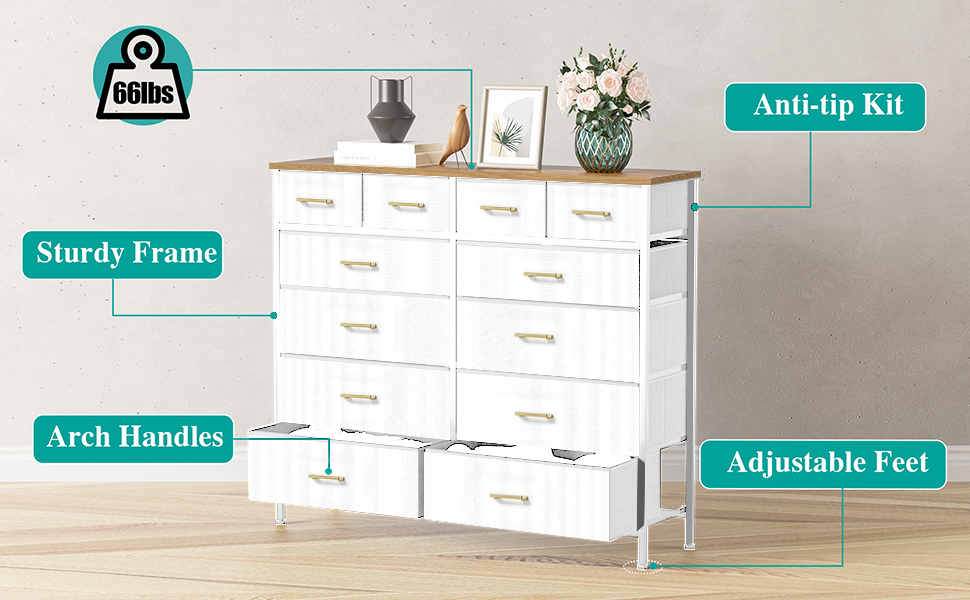 【送料無料】Veal 12 Drawer Chest - BEIGE 47 in. W x 16 in. D x 37 in. H Beige Linen Cabinet, Bedroom