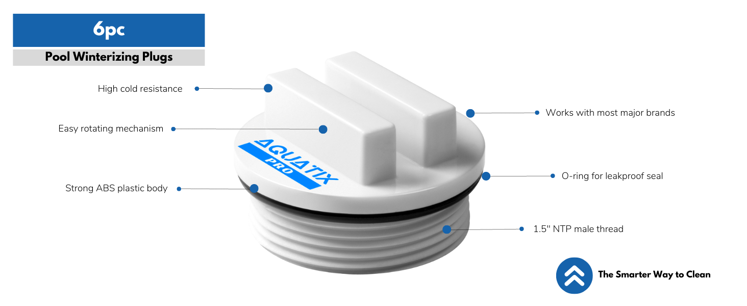 Aquatix Pro Pool Plug 6pc Set with ORings 1.5” Threaded