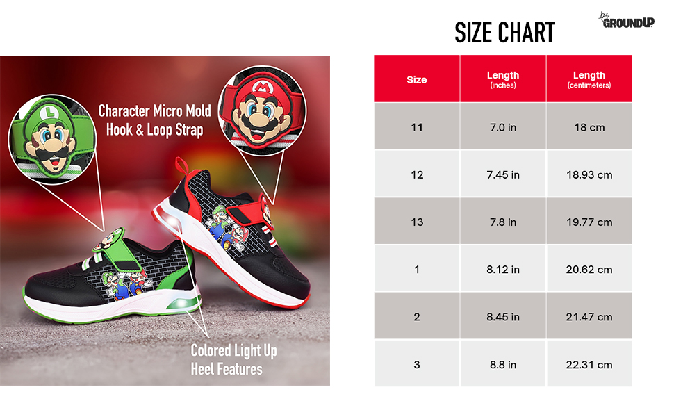 Amazon.com: Mario and Luigi Kids Sneakers Boys Light Up Hook