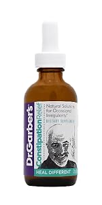 Constipation relief oral drops to alleviate gas, bloating, acid reducer, heartburn, gut indigestion