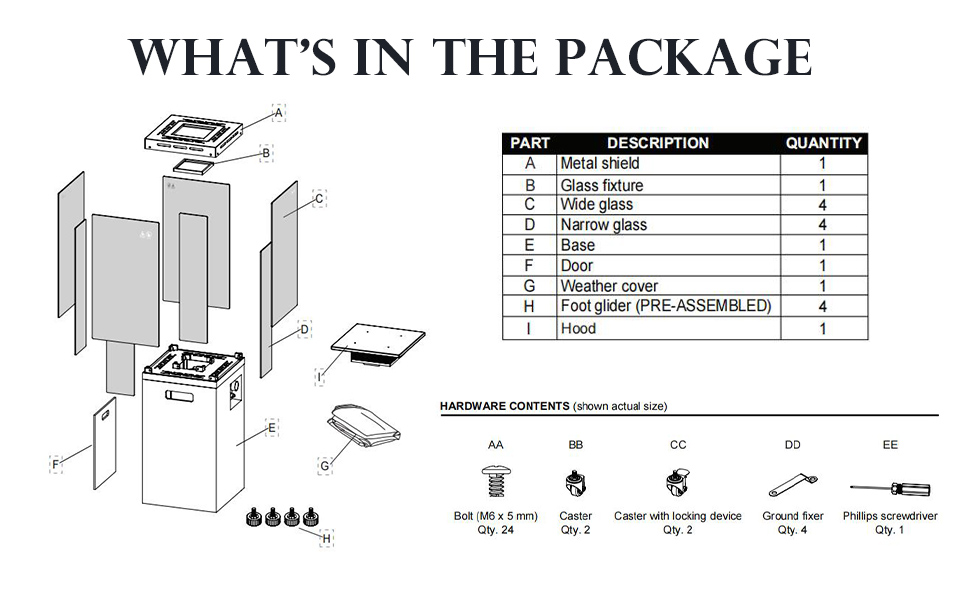 Afterglow Outdoor Patio Propane Fire Heater with Weather Cover Glass 41000 BTU