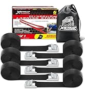 XSTRAP STANDARD Cam Buckle Straps 6PK 8FT Powersports Tie-Downs 1-Inch Black Lashing Straps with ...