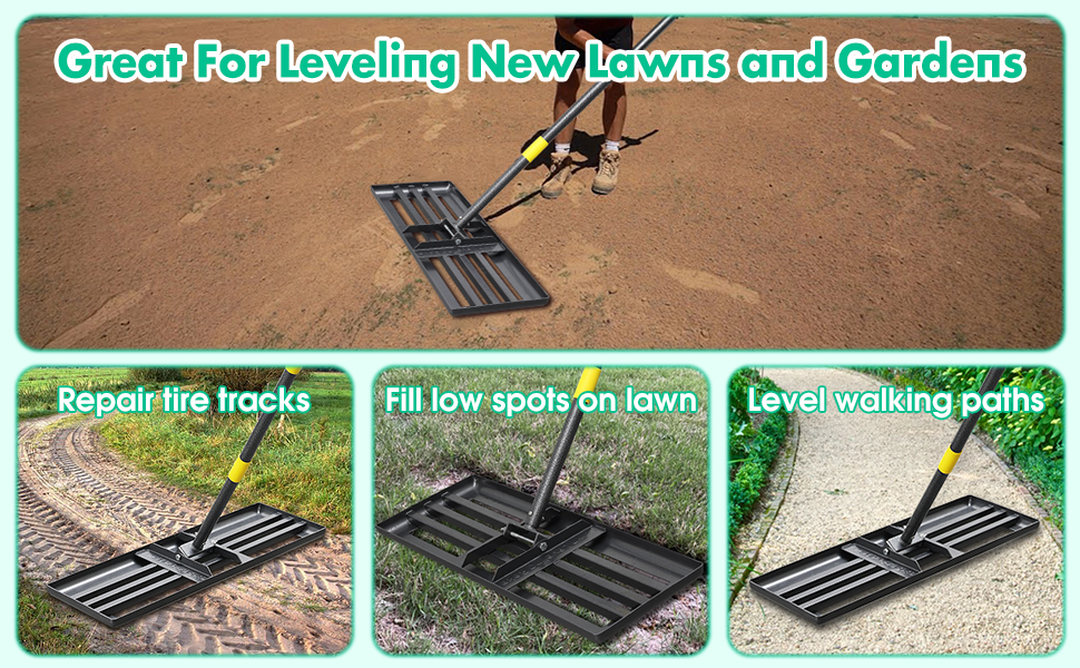 Lawn Leveling Rake, 6FT 30"x10" Levelawn Tool with Curved Edge, Heavy