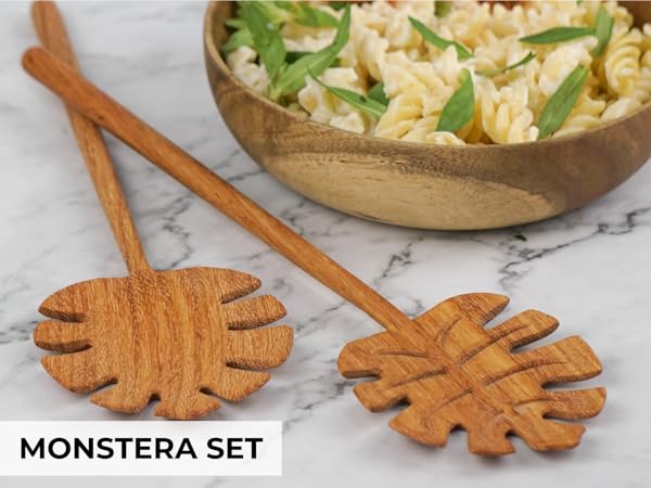 monstera salad servers