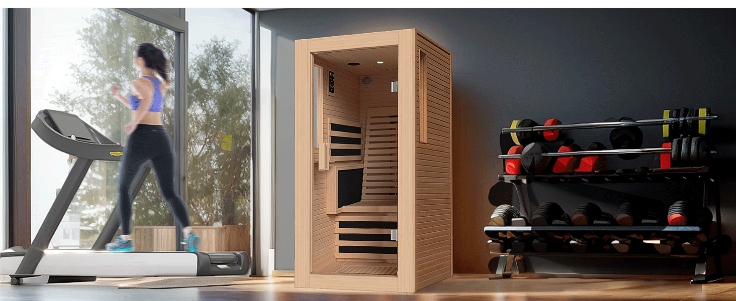 BNEHS Infrared Sauna, 1 Person Full Spectrum Home Sauna